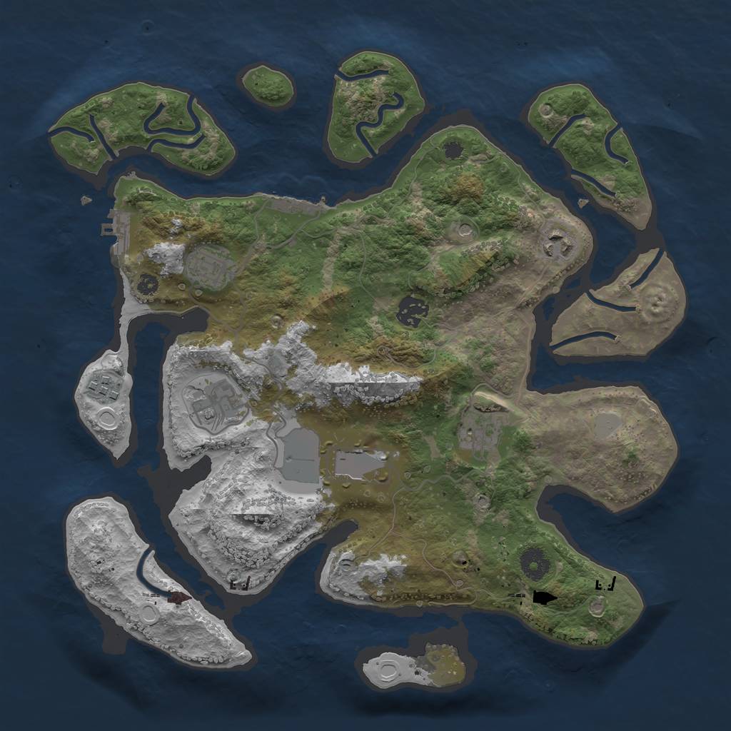 Rust Map: Procedural Map, Size: 3550, Seed: 434125, 15 Monuments