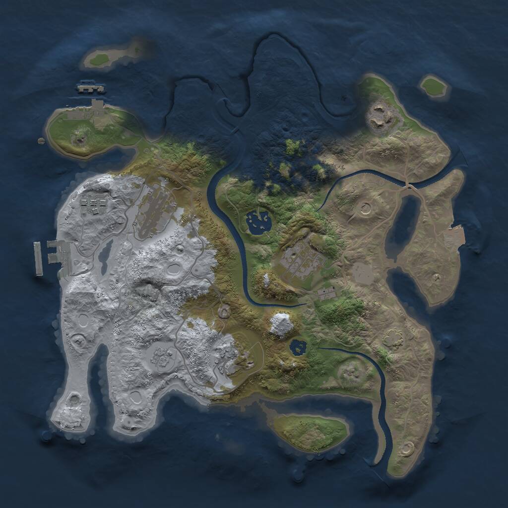 Rust Map: Procedural Map, Size: 3000, Seed: 1101380194, 12 Monuments