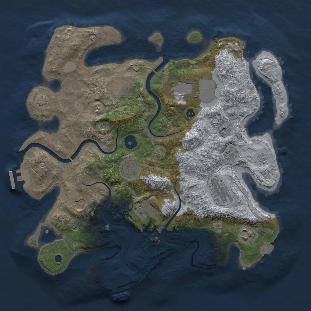 Rust Map: Procedural Map, Size: 3500, Seed: 2140231010, 14 Monuments