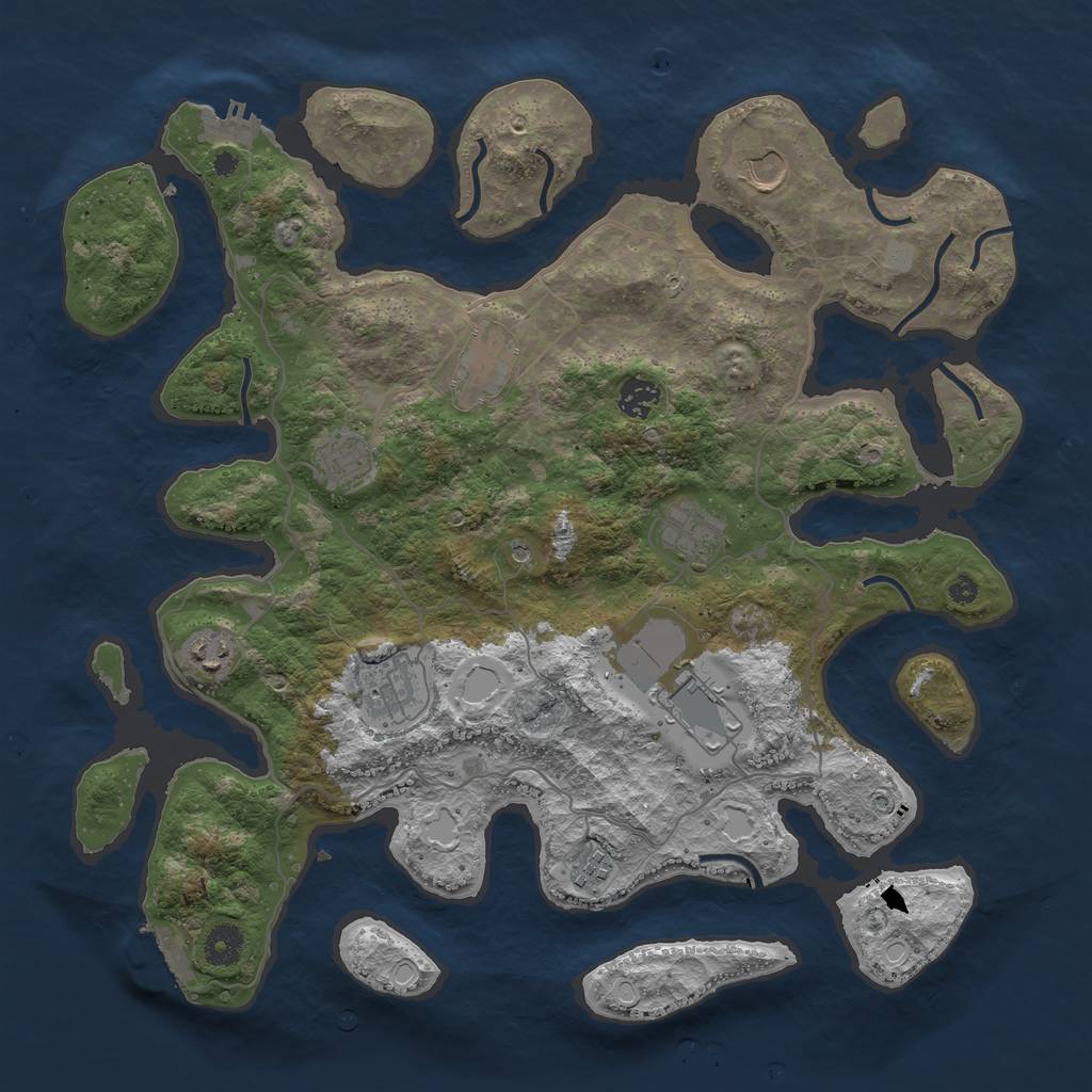 Rust Map: Procedural Map, Size: 4000, Seed: 847205, 17 Monuments