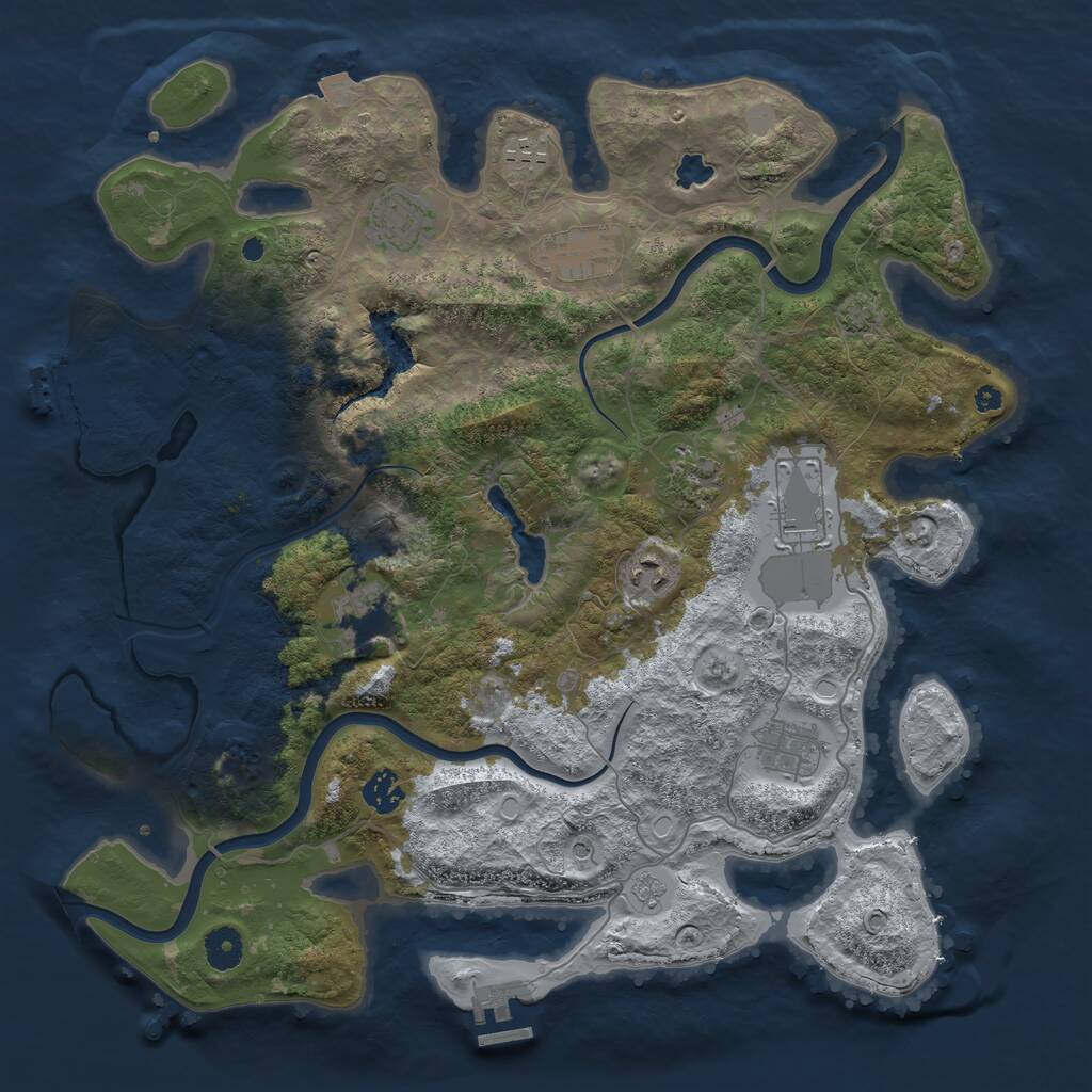 Rust Map: Procedural Map, Size: 4000, Seed: 989459, 15 Monuments