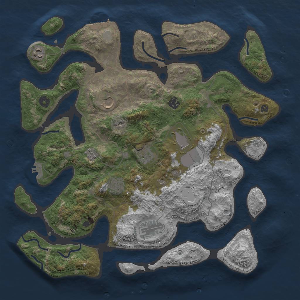 Rust Map: Procedural Map, Size: 4000, Seed: 989459, 16 Monuments