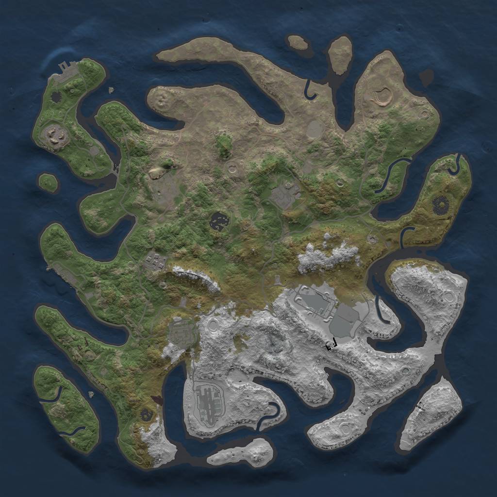 Rust Map: Procedural Map, Size: 4000, Seed: 639678, 17 Monuments