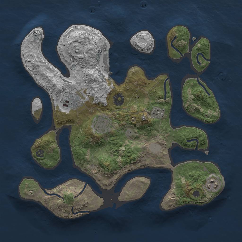 Rust Map: Procedural Map, Size: 3000, Seed: 543567, 10 Monuments