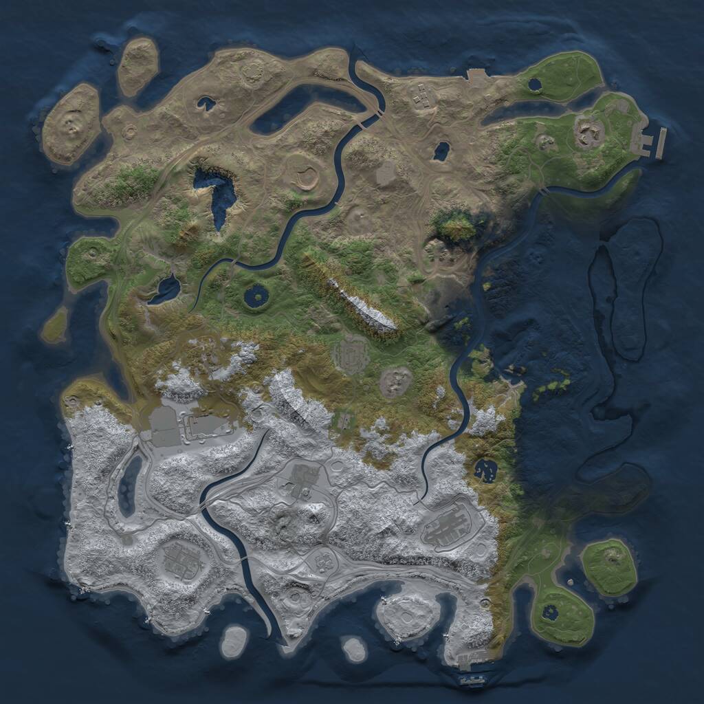 Rust Map: Procedural Map, Size: 4500, Seed: 42365482, 17 Monuments