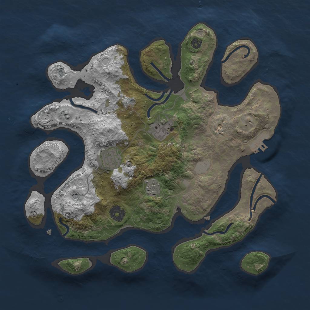 Rust Map: Procedural Map, Size: 3000, Seed: 465854073, 10 Monuments