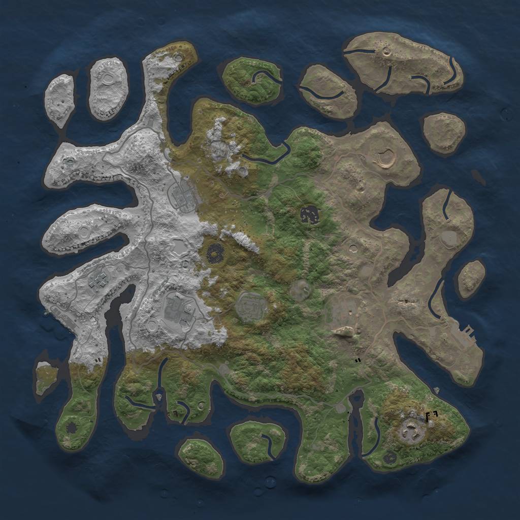 Rust Map: Procedural Map, Size: 4000, Seed: 335490, 16 Monuments