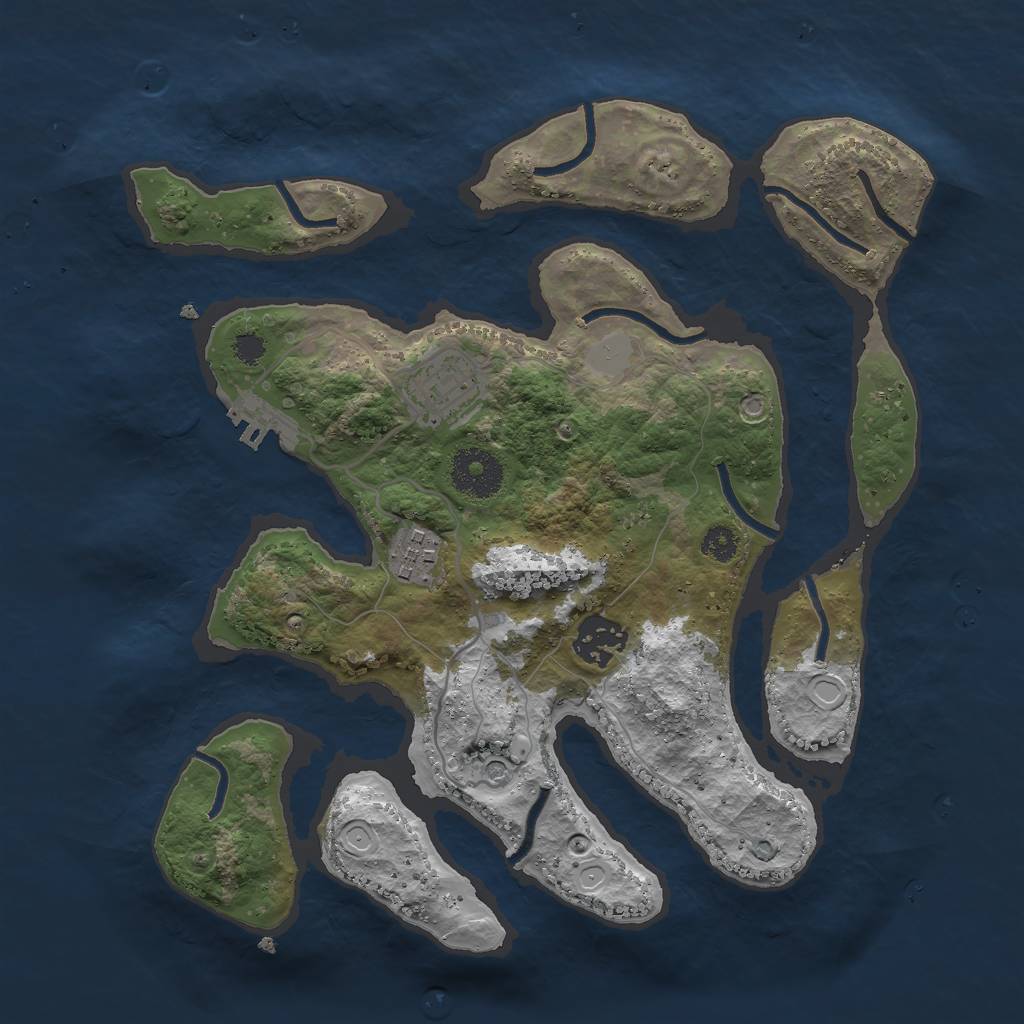 Rust Map: Procedural Map, Size: 3000, Seed: 532496, 10 Monuments