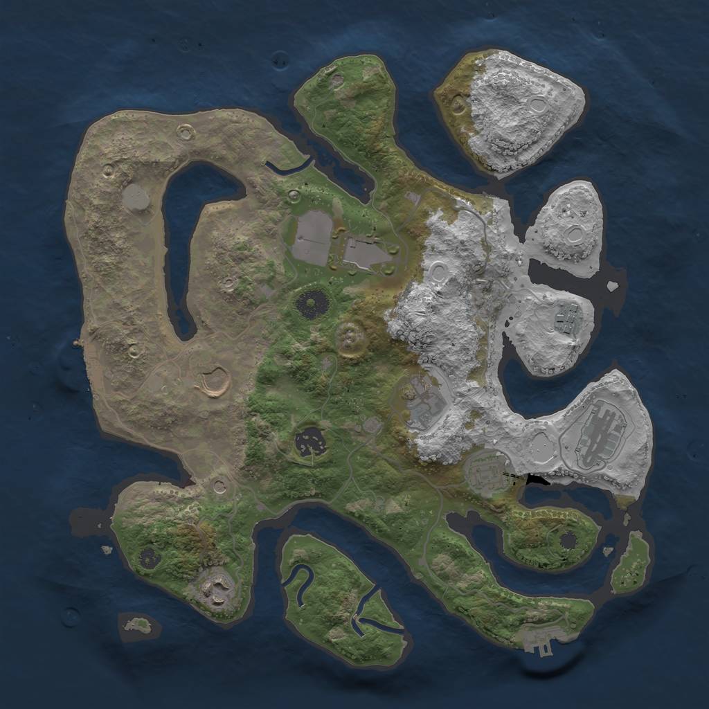 Rust Map: Procedural Map, Size: 3500, Seed: 1853181454, 16 Monuments