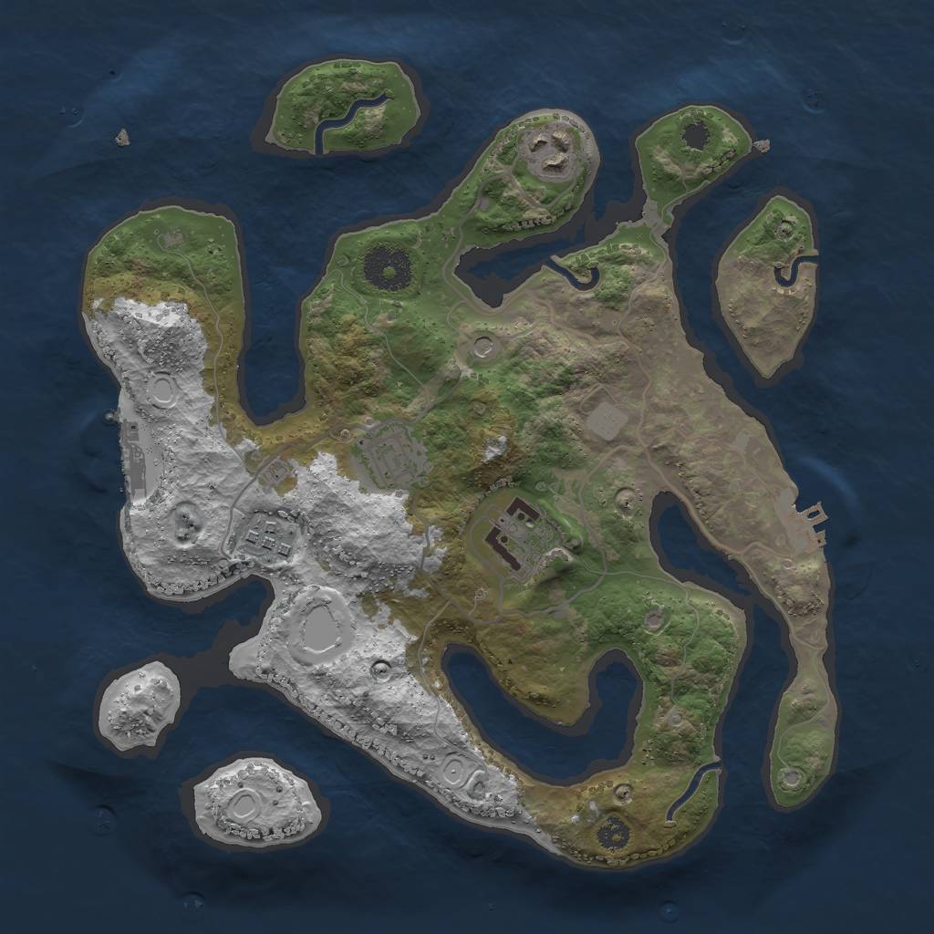 Rust Map: Procedural Map, Size: 3000, Seed: 245229, 12 Monuments