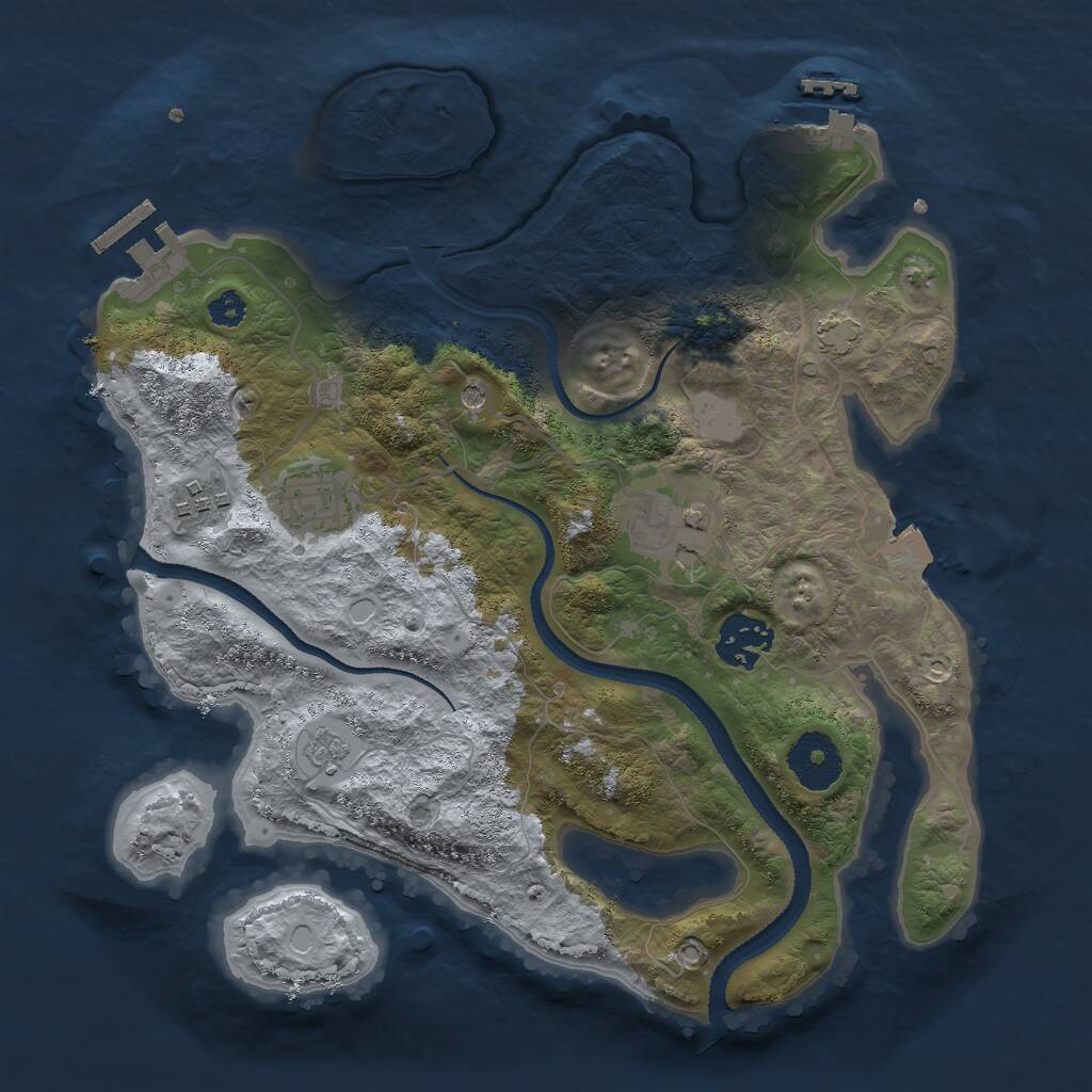 Rust Map: Procedural Map, Size: 3000, Seed: 245229, 10 Monuments