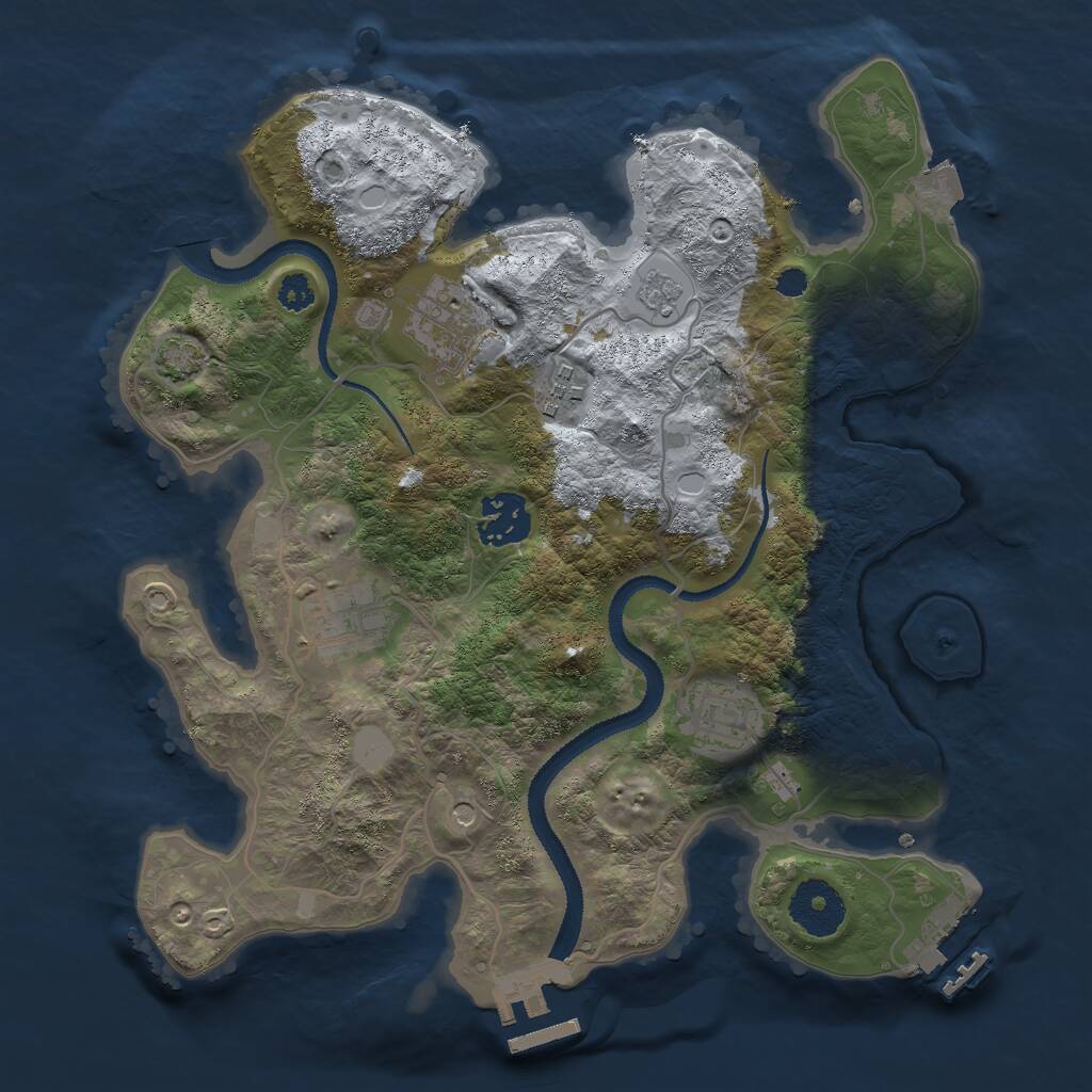 Rust Map: Procedural Map, Size: 3000, Seed: 744778, 11 Monuments