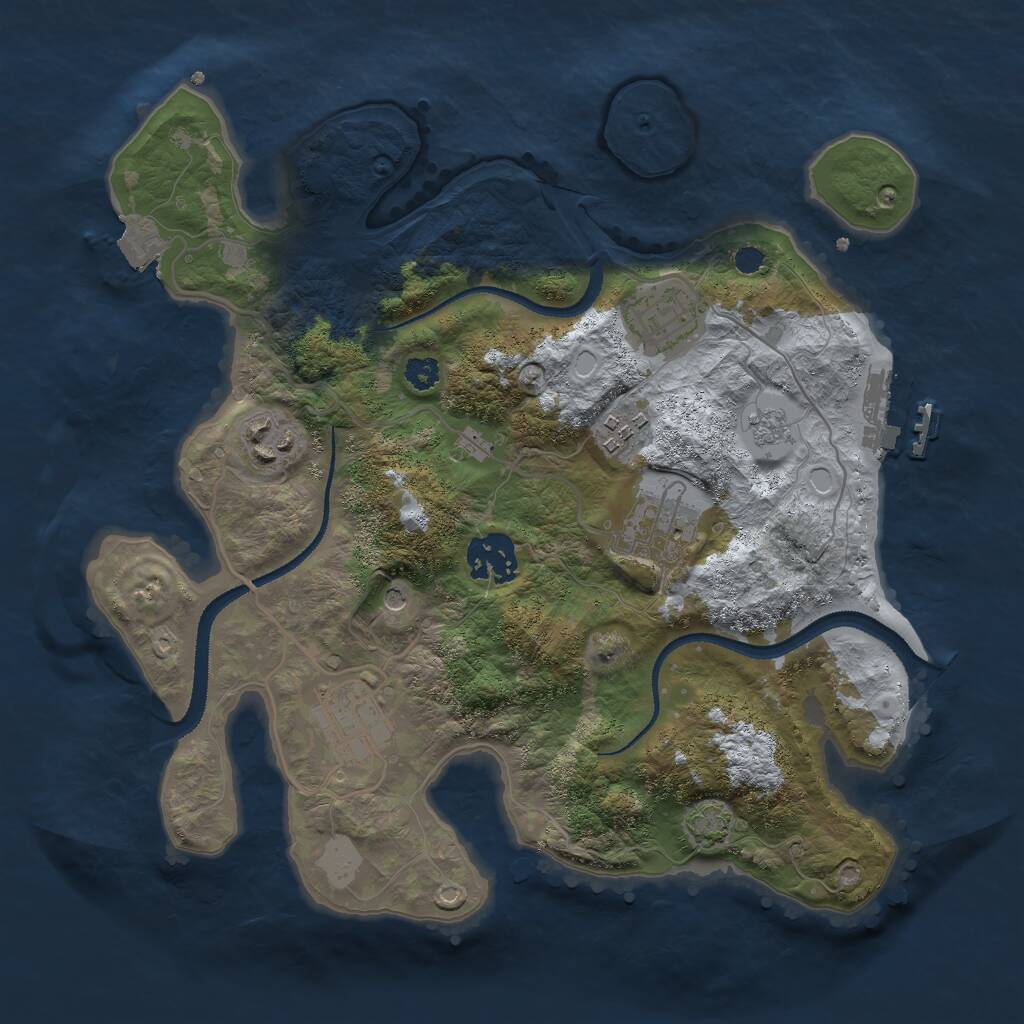 Rust Map: Procedural Map, Size: 3000, Seed: 477317, 11 Monuments