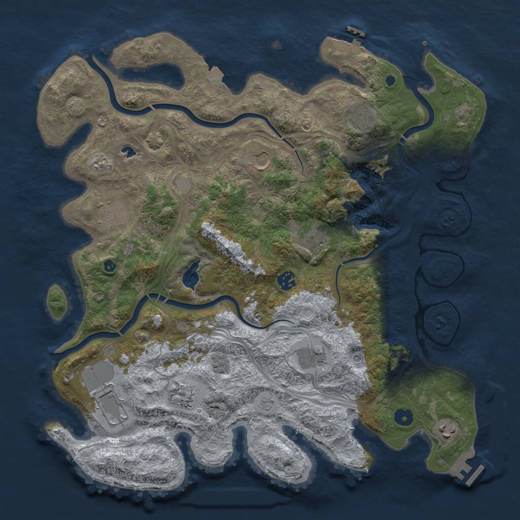 Rust Map: Procedural Map, Size: 4250, Seed: 3659, 16 Monuments