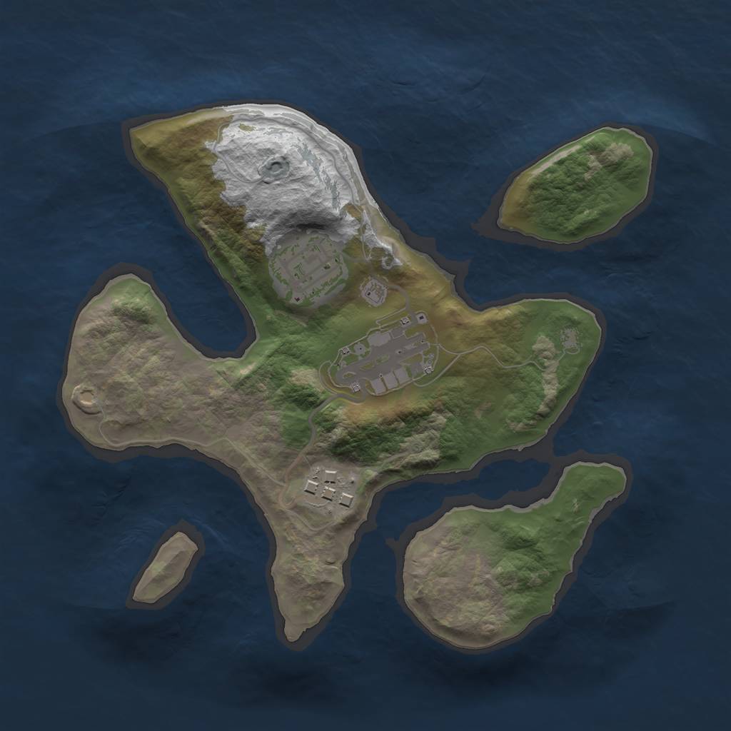 Rust Map: Barren, Size: 2222, Seed: 5637632, 5 Monuments