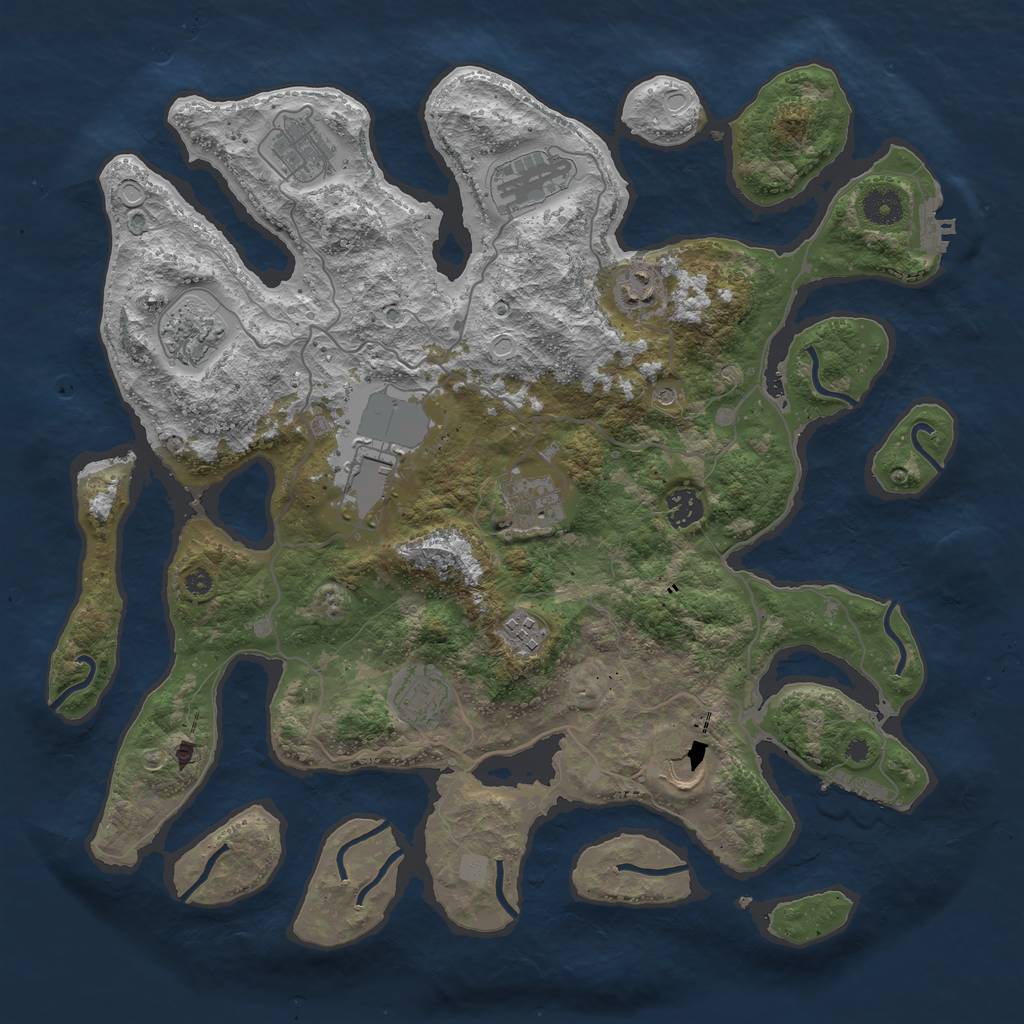 Rust Map: Procedural Map, Size: 4000, Seed: 100393, 18 Monuments