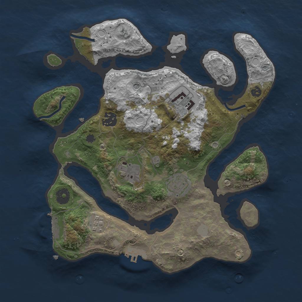 Rust Map: Procedural Map, Size: 3000, Seed: 778350, 13 Monuments