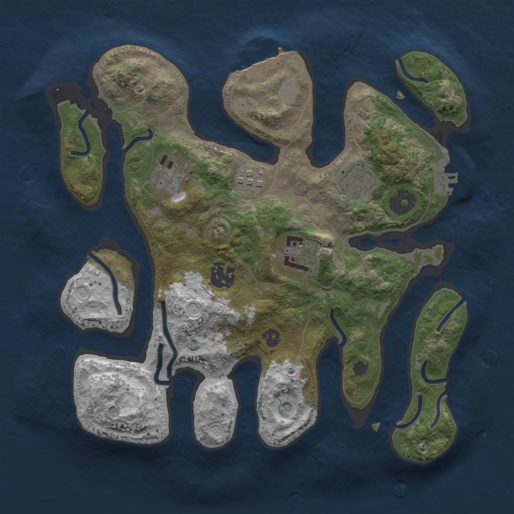 Rust Map: Procedural Map, Size: 3000, Seed: 158453, 13 Monuments