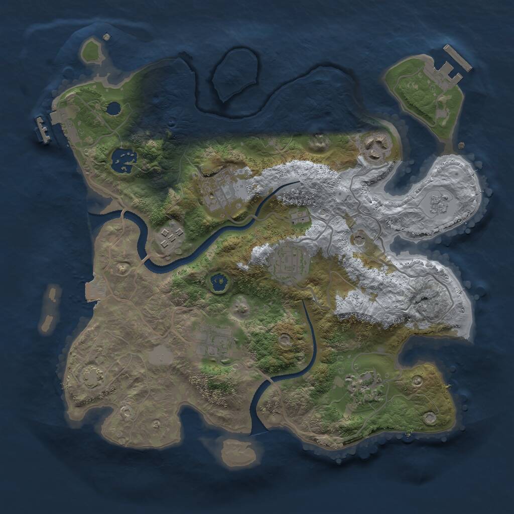 Rust Map: Procedural Map, Size: 3000, Seed: 524018, 13 Monuments