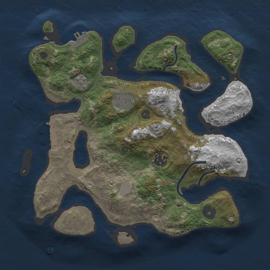 Rust Map: Procedural Map, Size: 3000, Seed: 524018, 11 Monuments
