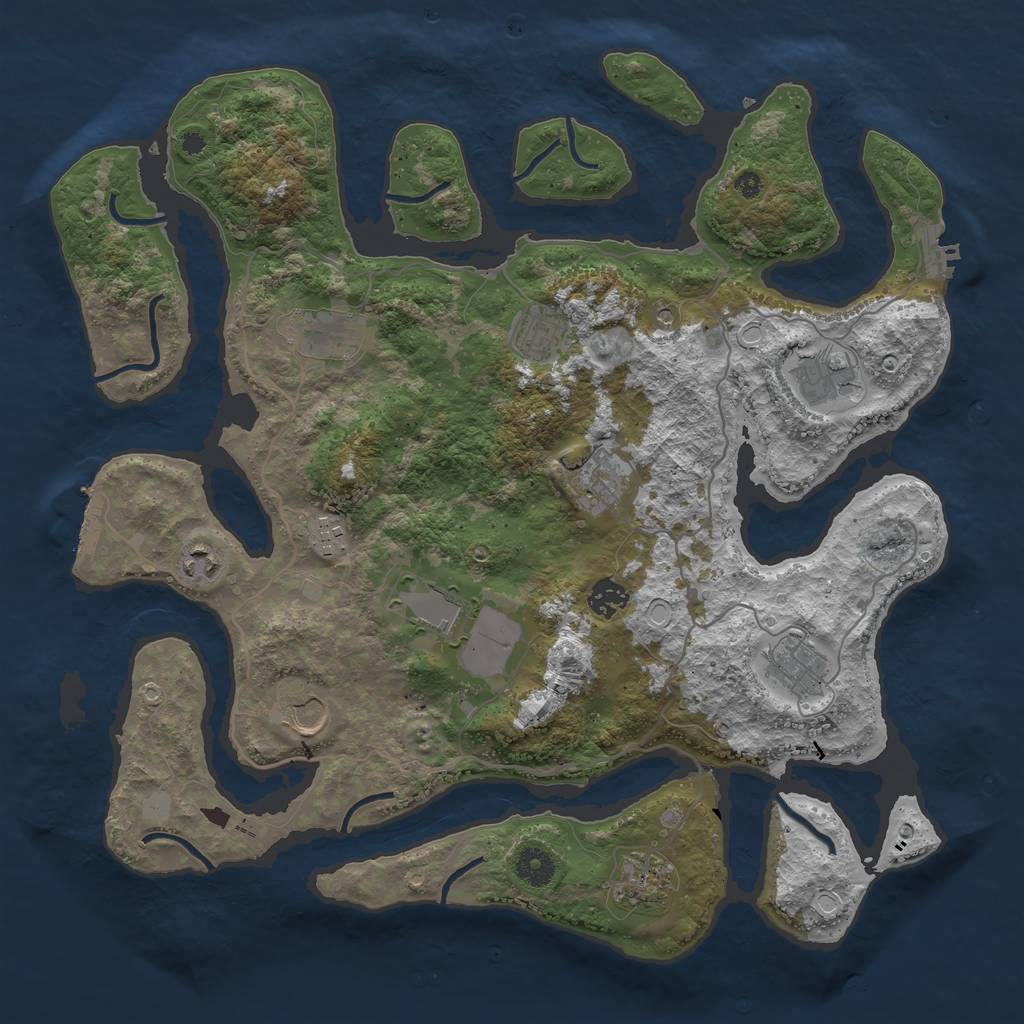 Rust Map: Procedural Map, Size: 4000, Seed: 243953475, 19 Monuments