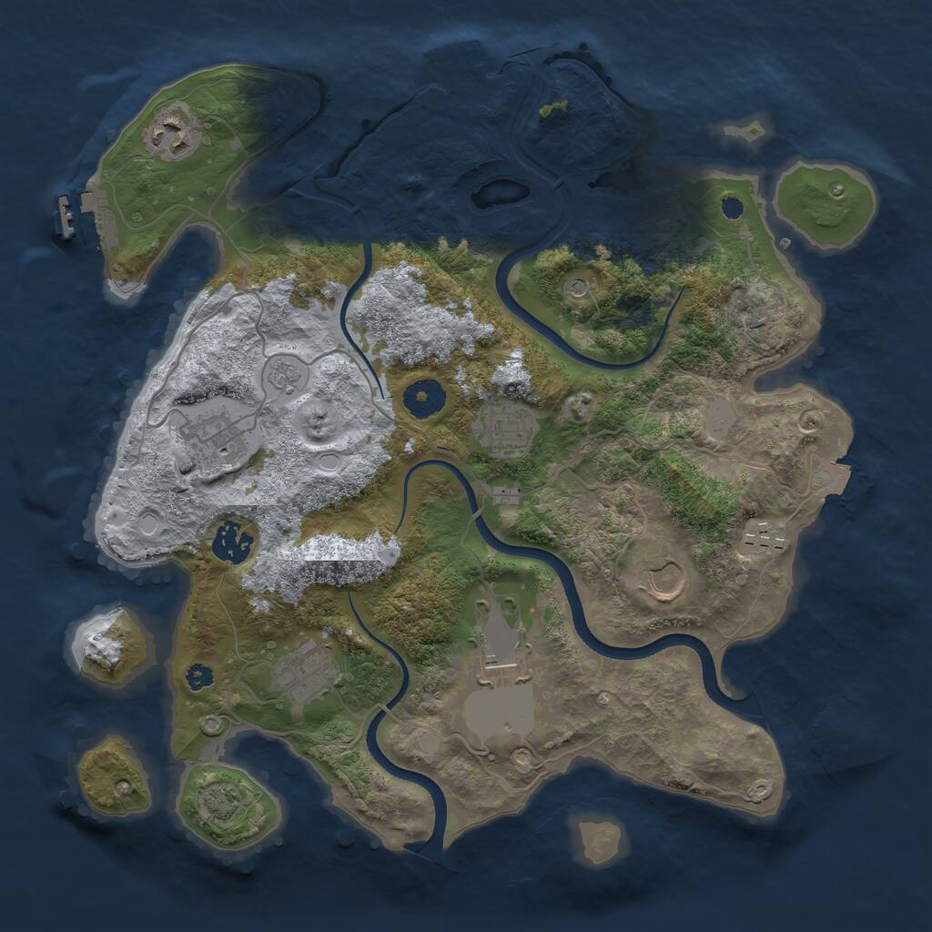 Rust Map: Procedural Map, Size: 3500, Seed: 2084923656, 14 Monuments