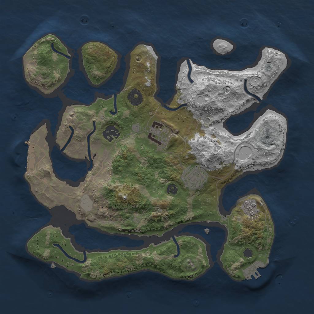 Rust Map: Procedural Map, Size: 3000, Seed: 647196613, 11 Monuments