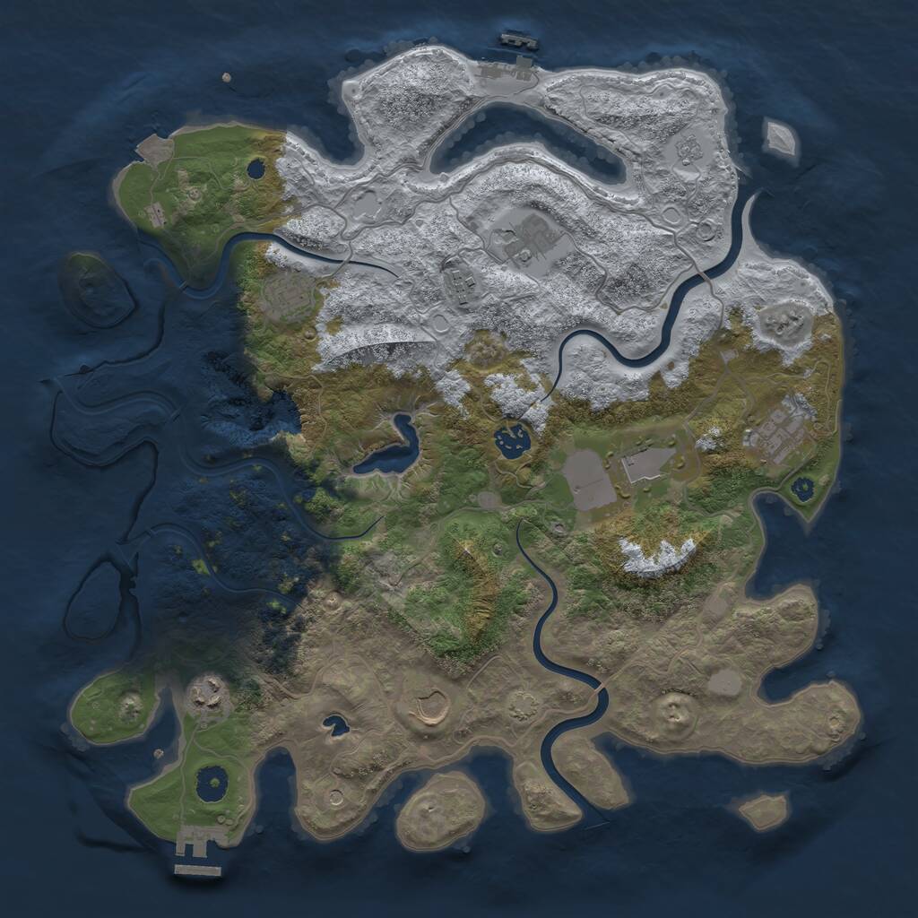 Rust Map: Procedural Map, Size: 4000, Seed: 1907752508, 14 Monuments