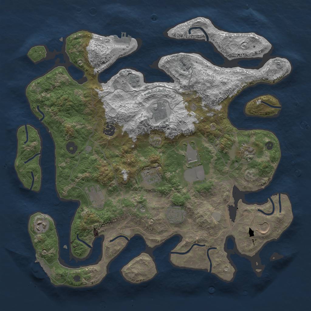 Rust Map: Procedural Map, Size: 4000, Seed: 747846246, 18 Monuments