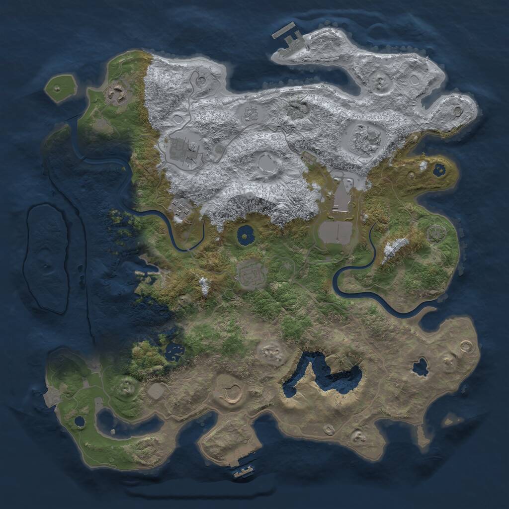 Rust Map: Procedural Map, Size: 4000, Seed: 747846246, 14 Monuments