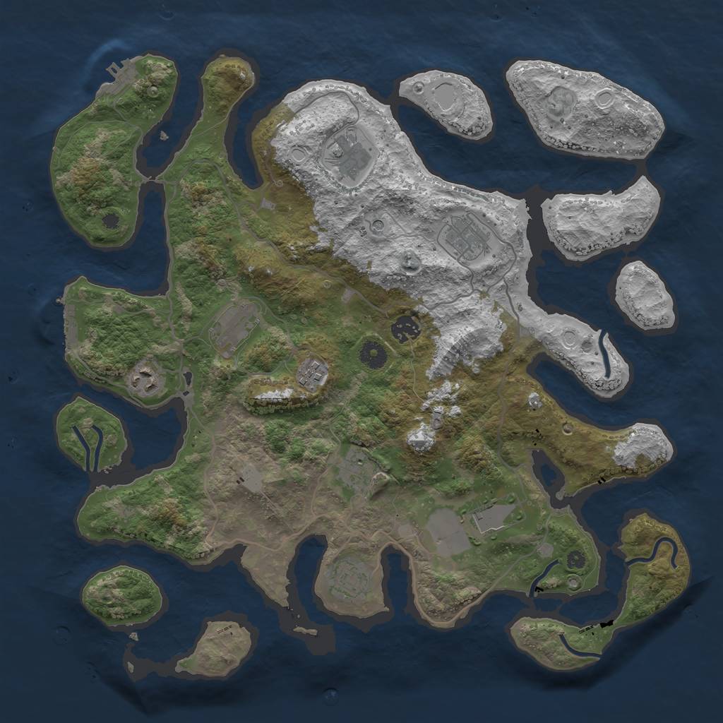 Rust Map: Procedural Map, Size: 4000, Seed: 2366, 17 Monuments
