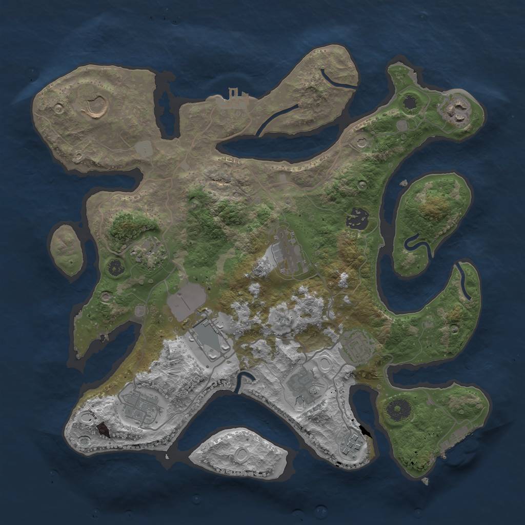 Rust Map: Procedural Map, Size: 3500, Seed: 895871504, 18 Monuments