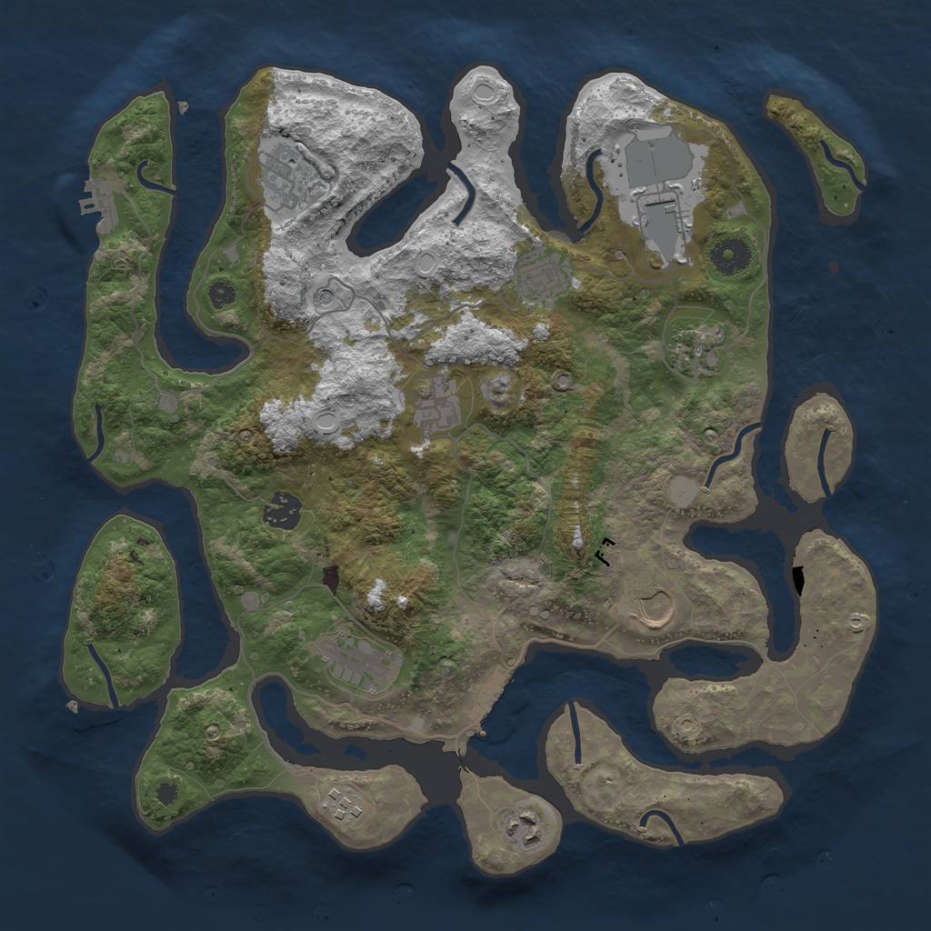 Rust Map: Procedural Map, Size: 3700, Seed: 8395623, 18 Monuments