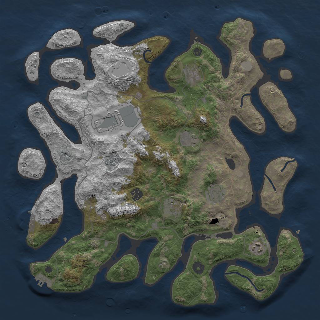 Rust Map: Procedural Map, Size: 4000, Seed: 73864, 16 Monuments