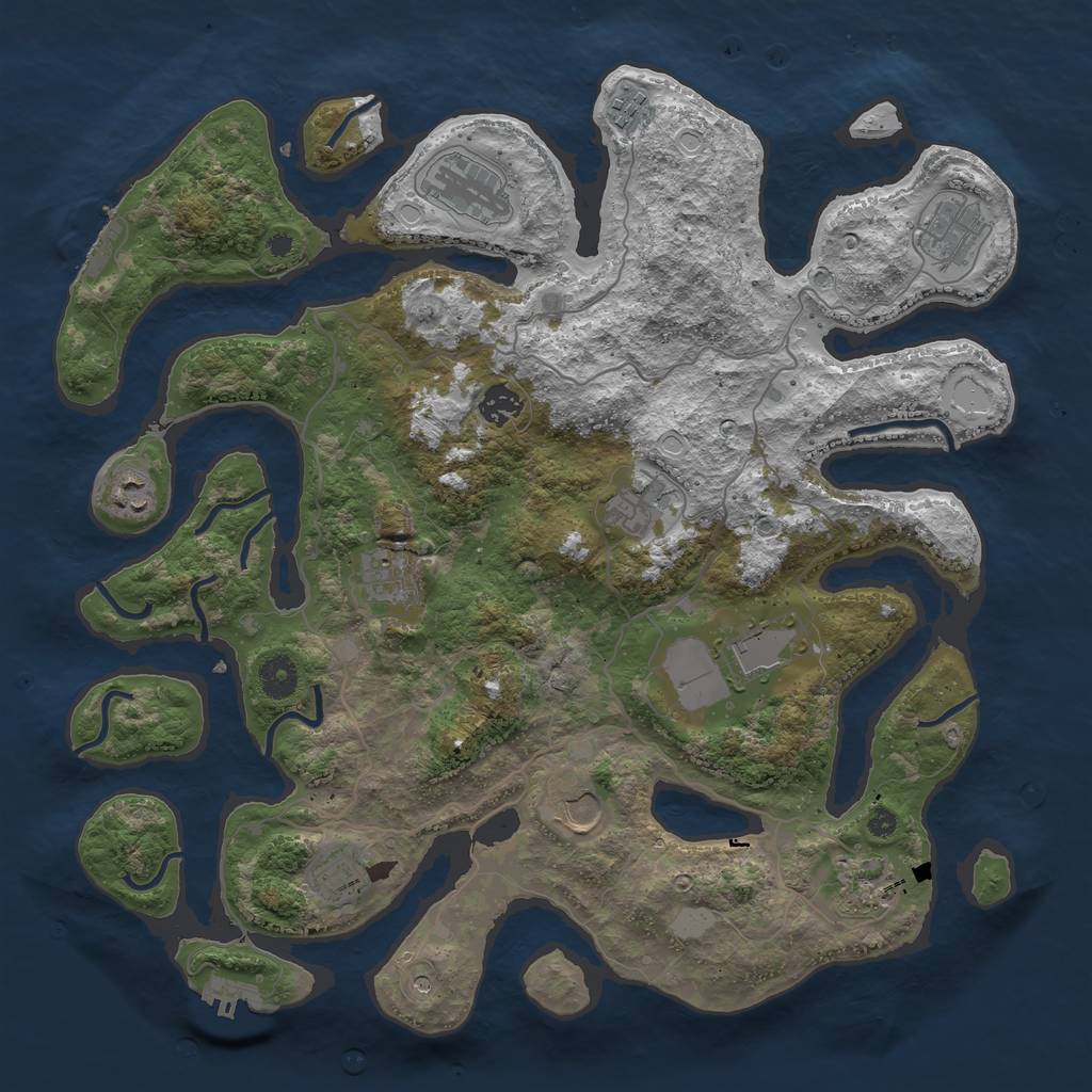 Rust Map: Procedural Map, Size: 4000, Seed: 646454, 19 Monuments