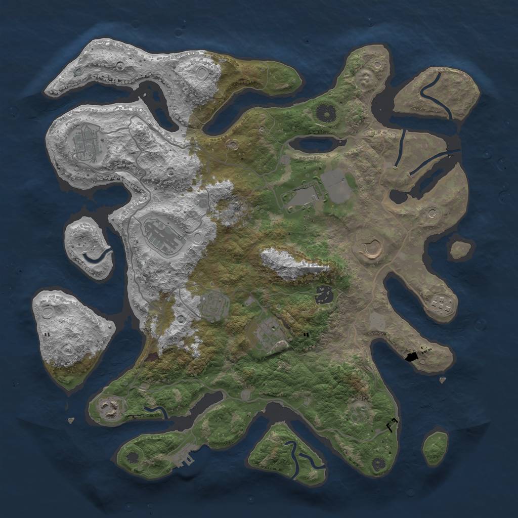 Rust Map: Procedural Map, Size: 4000, Seed: 111108, 16 Monuments