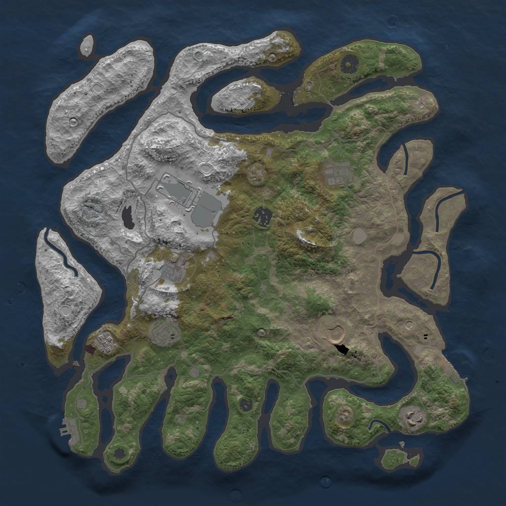 Rust Map: Procedural Map, Size: 4000, Seed: 452314, 16 Monuments