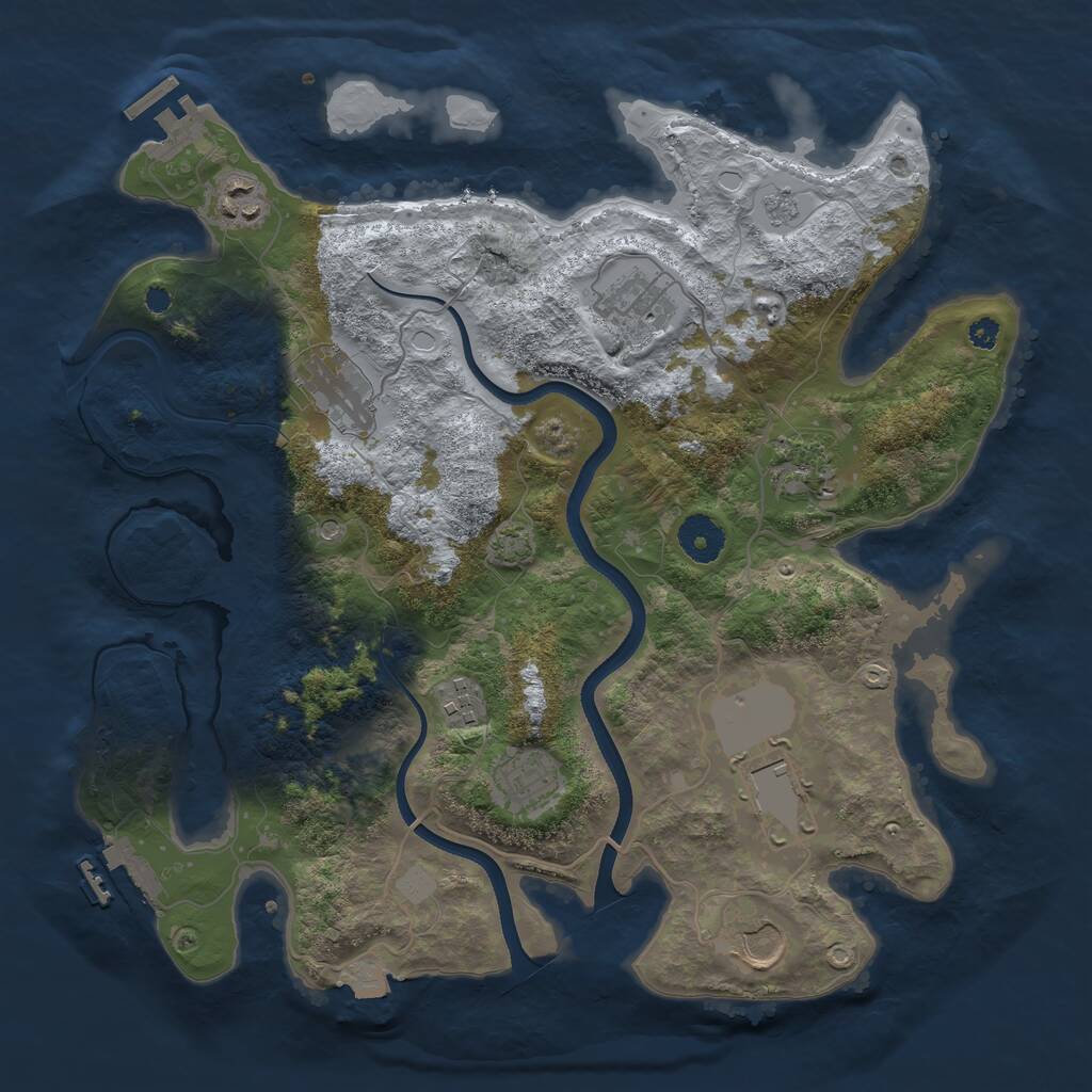 Rust Map: Procedural Map, Size: 3550, Seed: 702527, 14 Monuments
