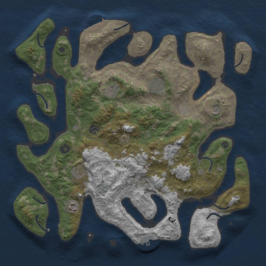 Rust Map: Procedural Map, Size: 4000, Seed: 649078, 16 Monuments