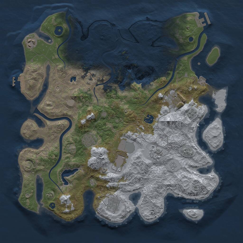 Rust Map: Procedural Map, Size: 4000, Seed: 733605, 14 Monuments