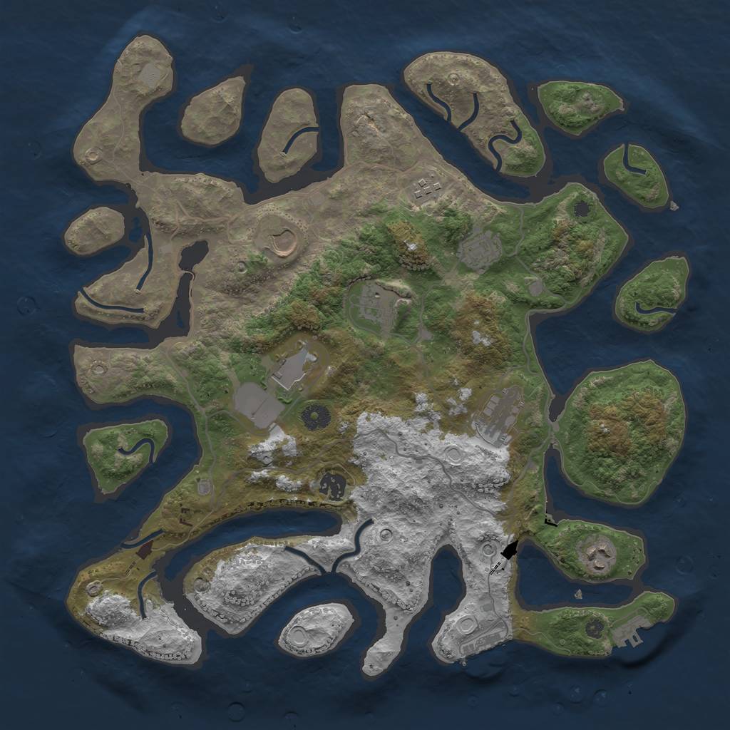 Rust Map: Procedural Map, Size: 4000, Seed: 527224, 16 Monuments