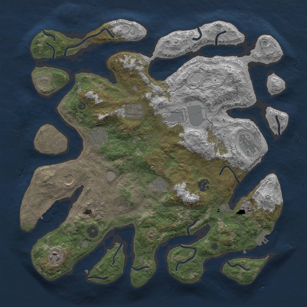 Rust Map: Procedural Map, Size: 4000, Seed: 302722, 17 Monuments