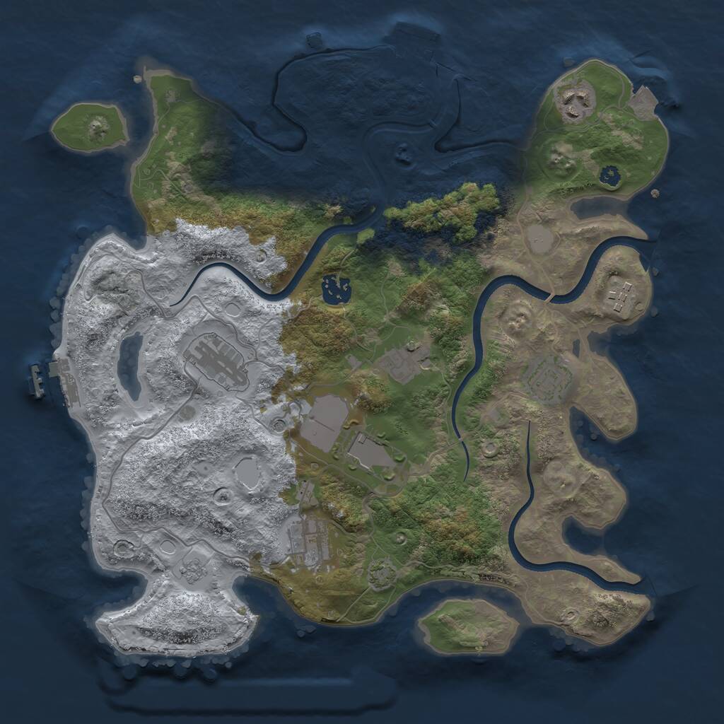 Rust Map: Procedural Map, Size: 3500, Seed: 52831, 14 Monuments