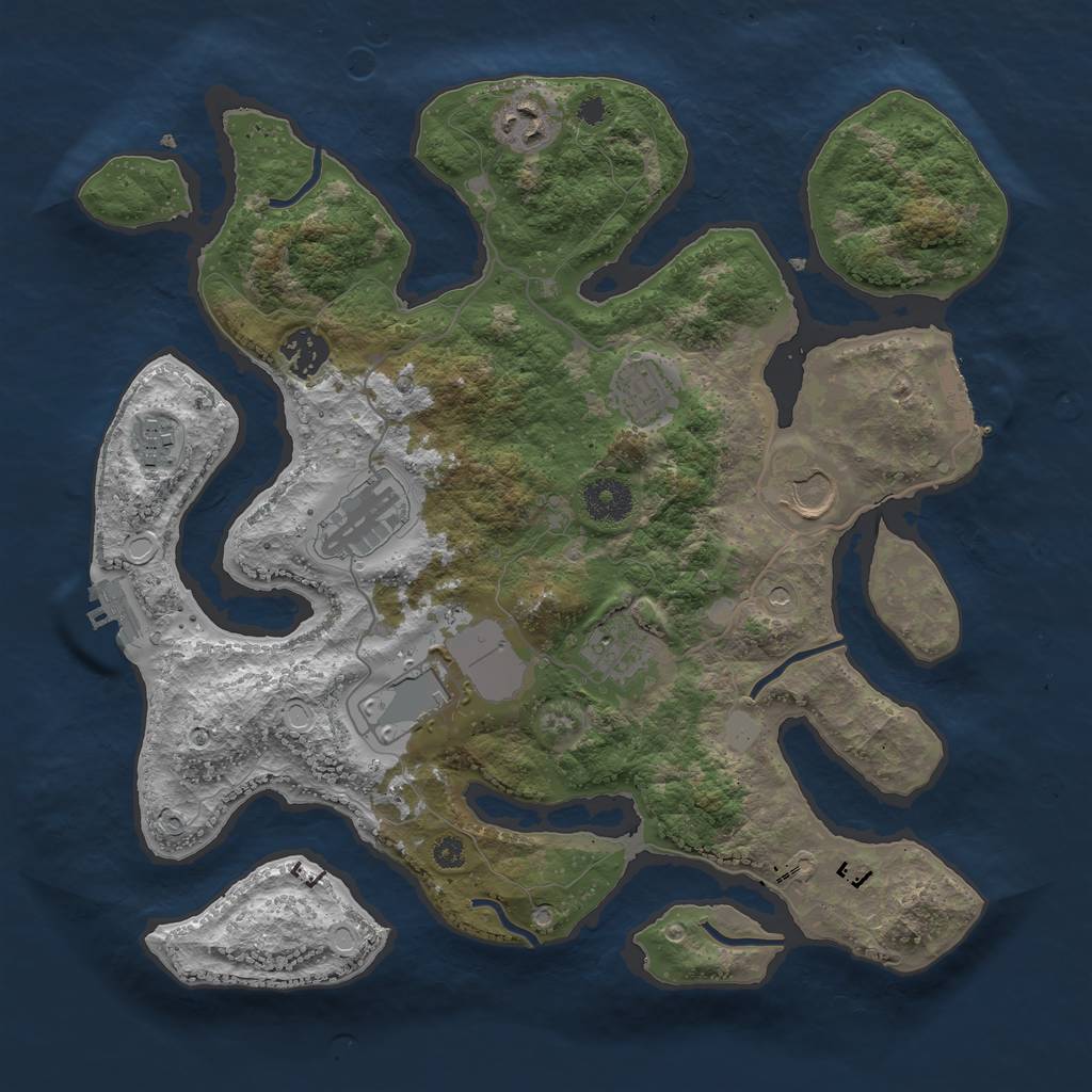 Rust Map: Procedural Map, Size: 3500, Seed: 52831, 16 Monuments