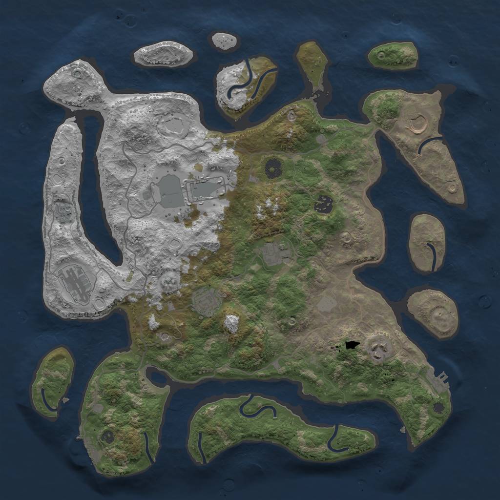 Rust Map: Procedural Map, Size: 4000, Seed: 866442527, 16 Monuments