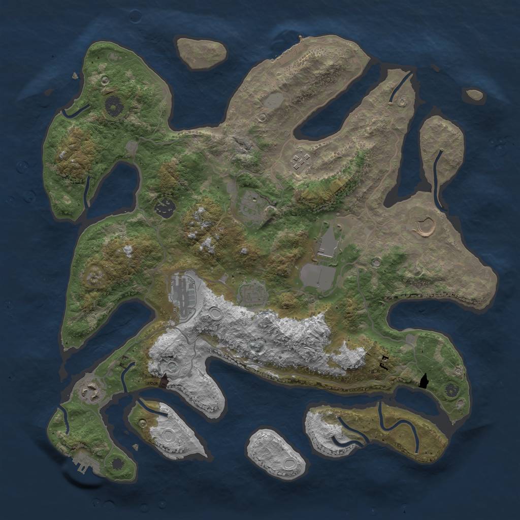 Rust Map: Procedural Map, Size: 4000, Seed: 537138, 16 Monuments