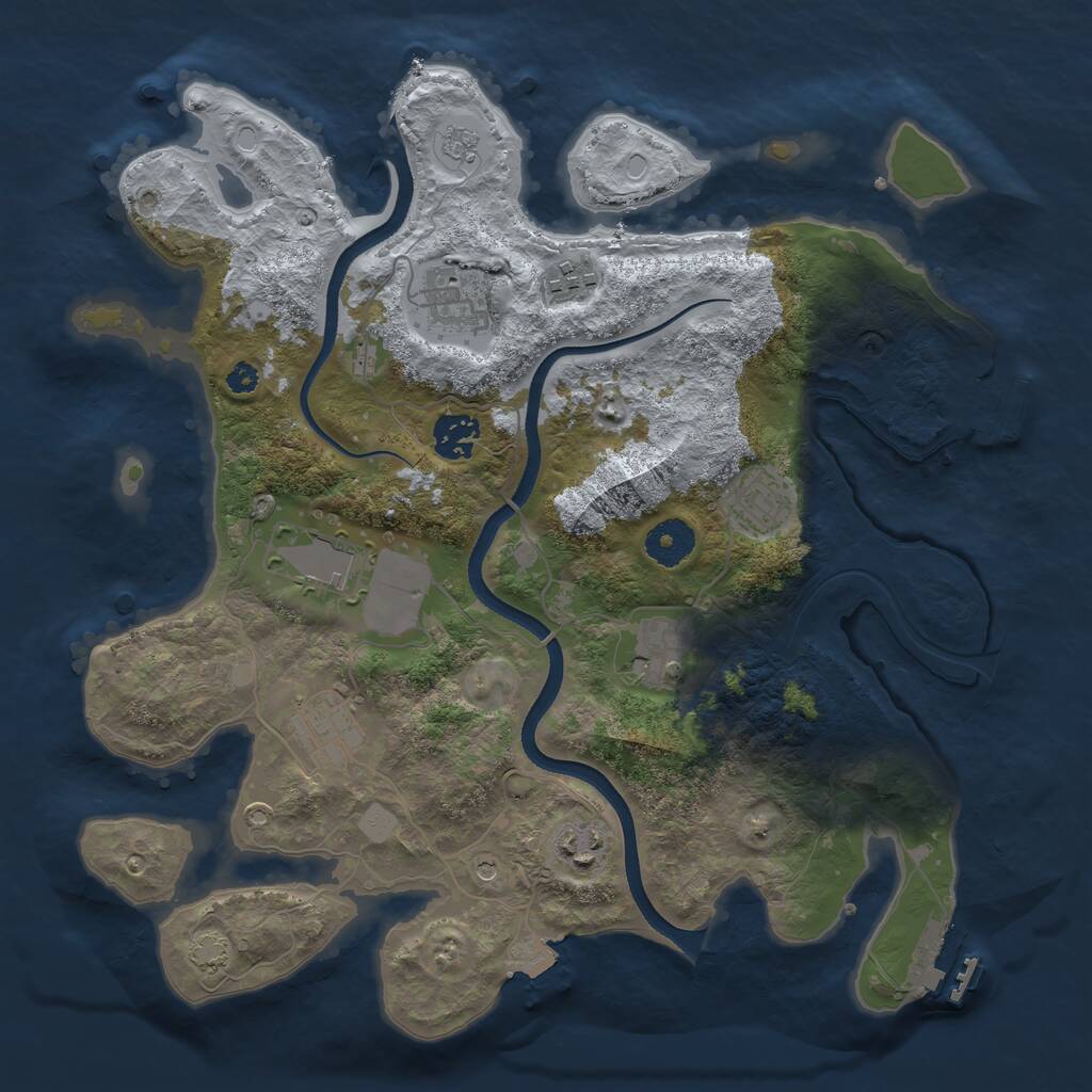 Rust Map: Procedural Map, Size: 3500, Seed: 1323613460, 14 Monuments