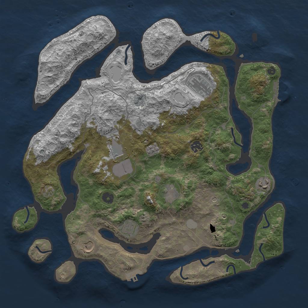 Rust Map: Procedural Map, Size: 4000, Seed: 829362, 16 Monuments
