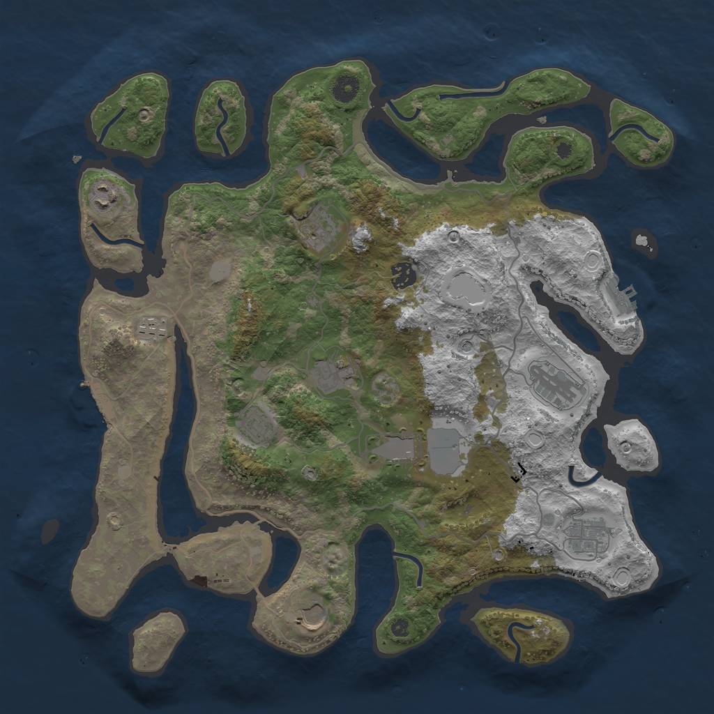 Rust Map: Procedural Map, Size: 4000, Seed: 339170, 18 Monuments