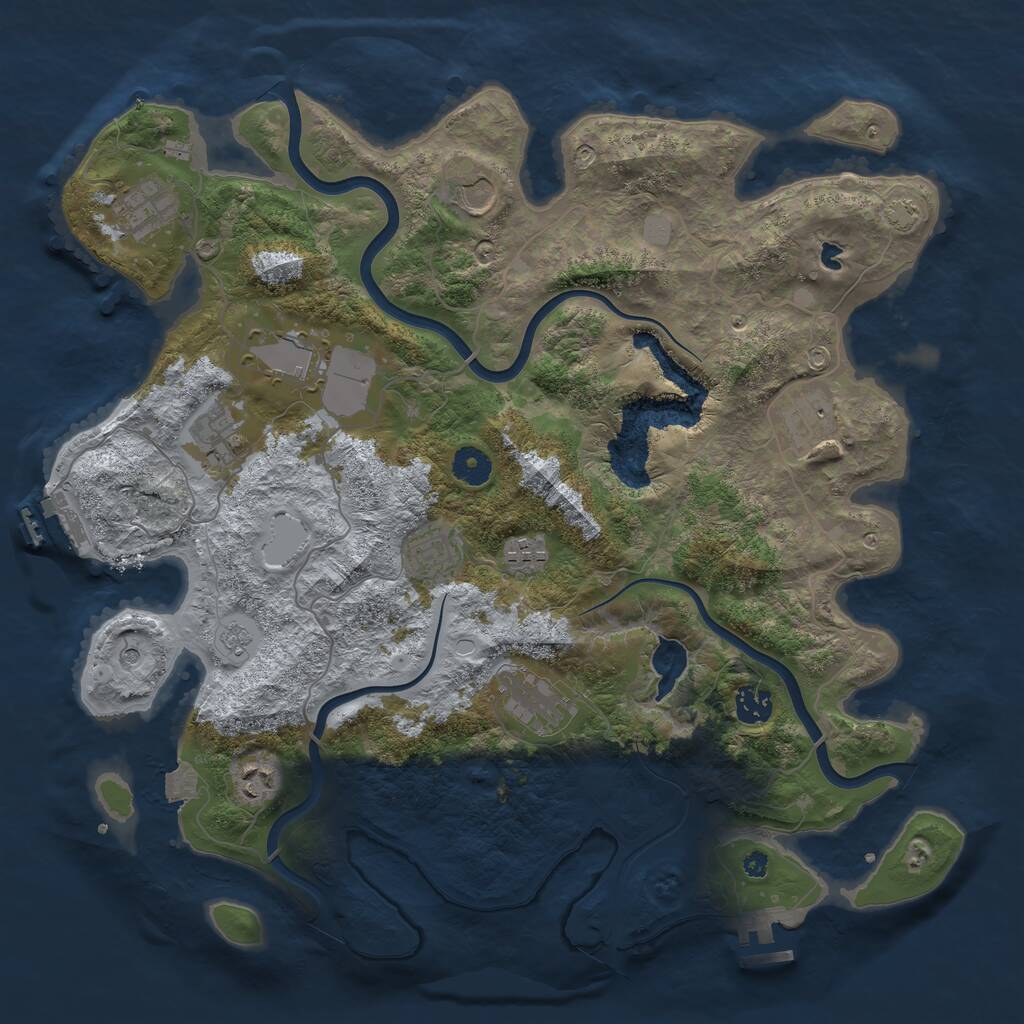 Rust Map: Procedural Map, Size: 4000, Seed: 395971, 16 Monuments